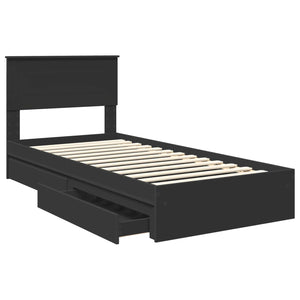 vidaXL Storage Bed Black 75 x 190 cm Engineered Wood