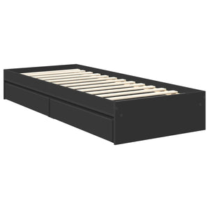 vidaXL Storage Bed Black 75 x 190 cm Engineered Wood