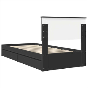 vidaXL Storage Bed Black 75 x 190 cm Engineered Wood