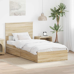 vidaXL Storage Bed Sonoma Oak 75 x 190 cm Engineered Wood
