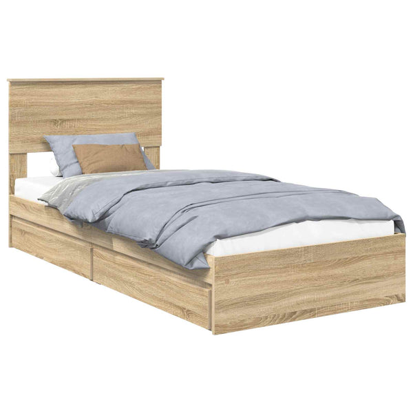 vidaXL Storage Bed Sonoma Oak 75 x 190 cm Engineered Wood
