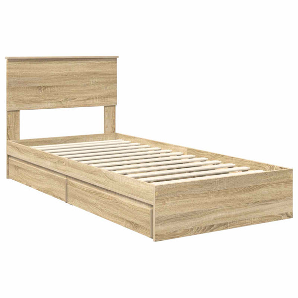vidaXL Storage Bed Sonoma Oak 75 x 190 cm Engineered Wood