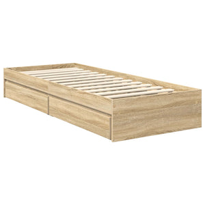 vidaXL Storage Bed Sonoma Oak 75 x 190 cm Engineered Wood