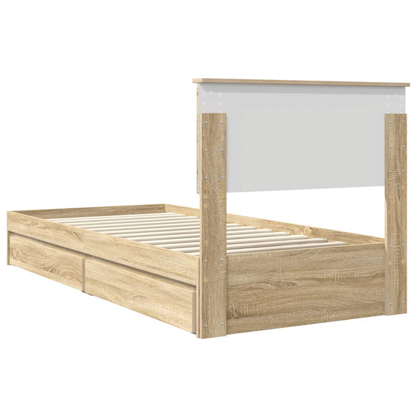 vidaXL Storage Bed Sonoma Oak 75 x 190 cm Engineered Wood