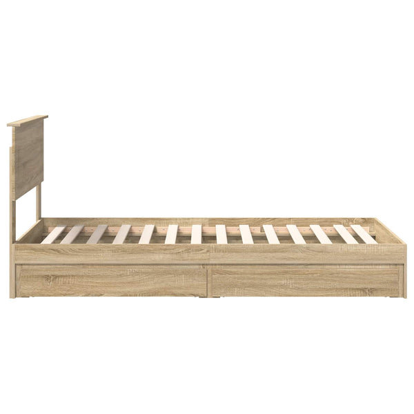 vidaXL Storage Bed Sonoma Oak 75 x 190 cm Engineered Wood
