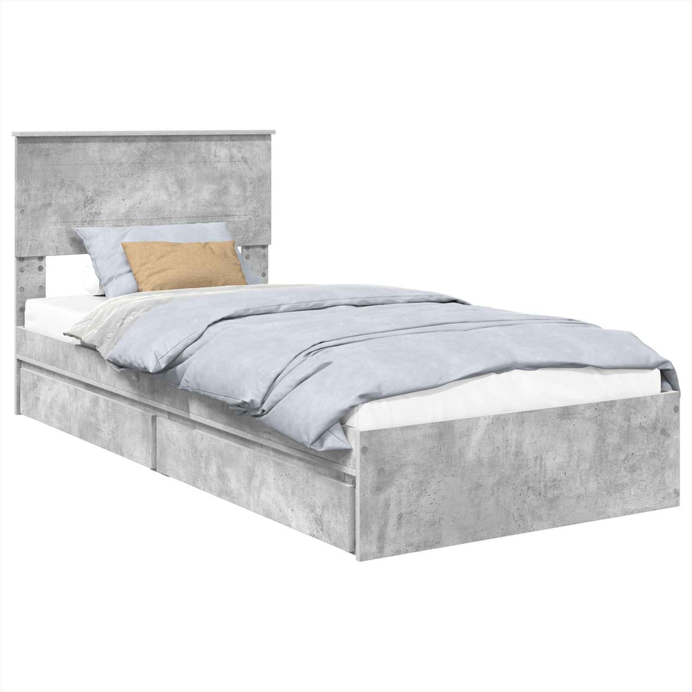 vidaXL Storage Bed Concrete Grey 70 x 190 cm Engineered Wood