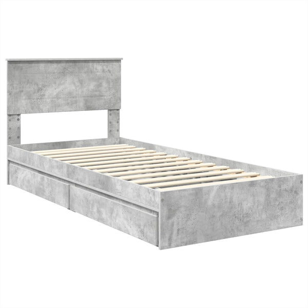 vidaXL Storage Bed Concrete Grey 70 x 190 cm Engineered Wood