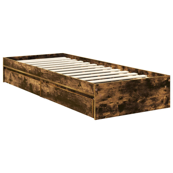 vidaXL Storage Bed Smoked Oak 75 x 190 cm Engineered Wood