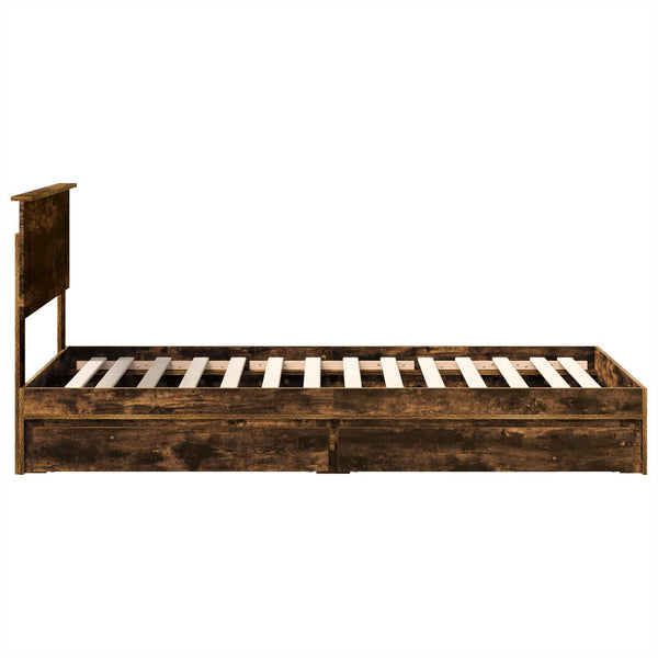 vidaXL Storage Bed Smoked Oak 75 x 190 cm Engineered Wood