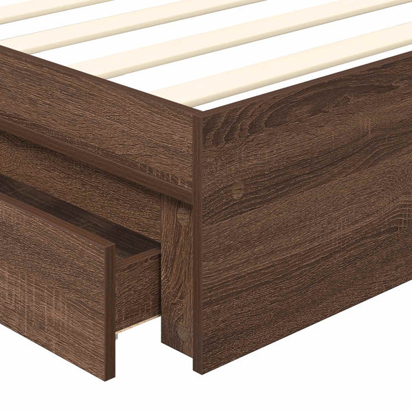 vidaXL Storage Bed Brown Oak Look 75 x 190 cm Engineered Wood