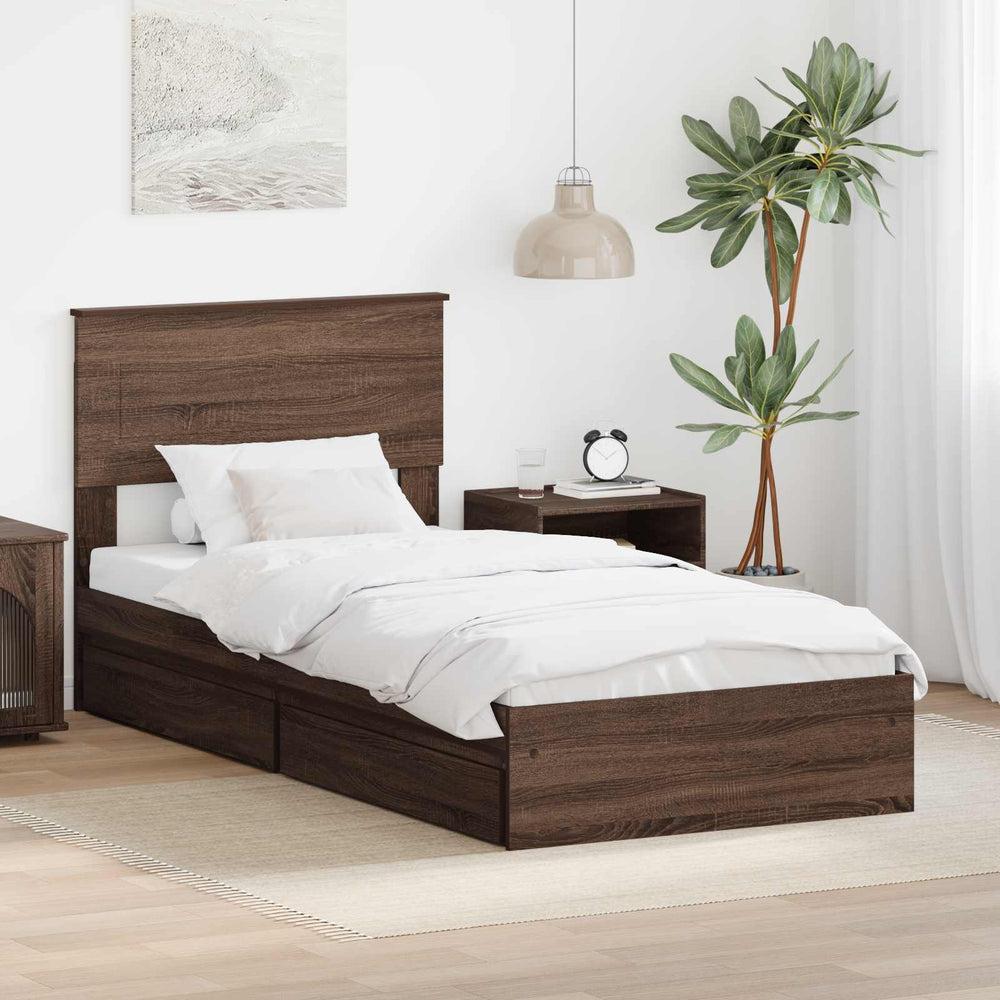 vidaXL Storage Bed Brown Oak Look 75 x 190 cm Engineered Wood