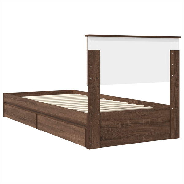 vidaXL Storage Bed Brown Oak Look 75 x 190 cm Engineered Wood
