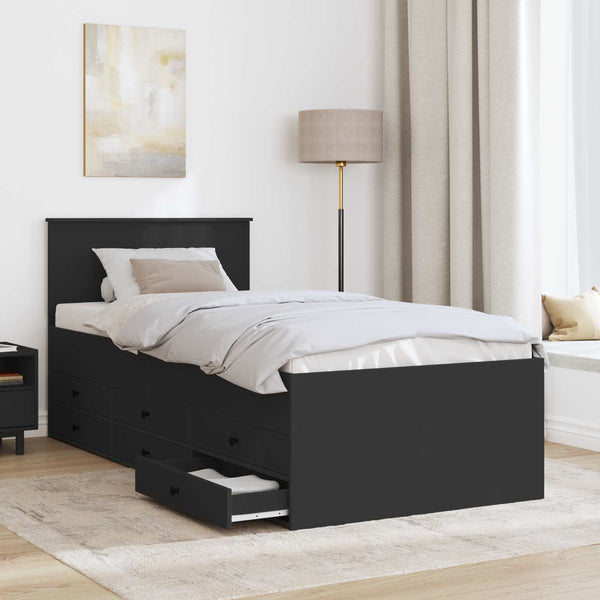 vidaXL Day Bed with Drawers Black 100 x 200 cm Engineered Wood