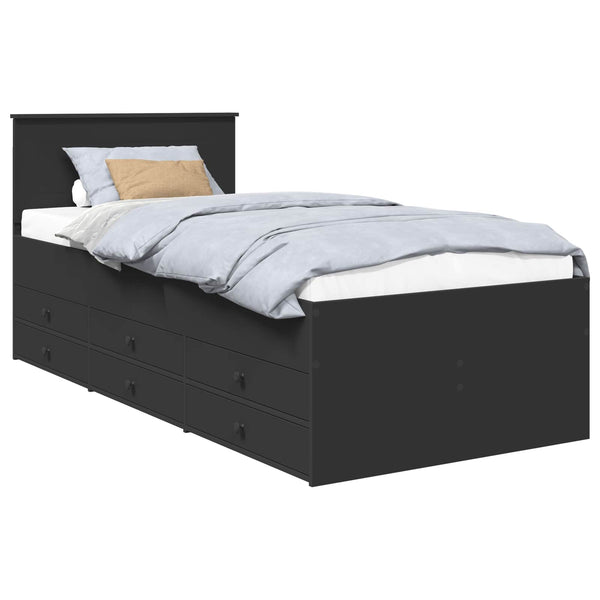 vidaXL Day Bed with Drawers Black 100 x 200 cm Engineered Wood