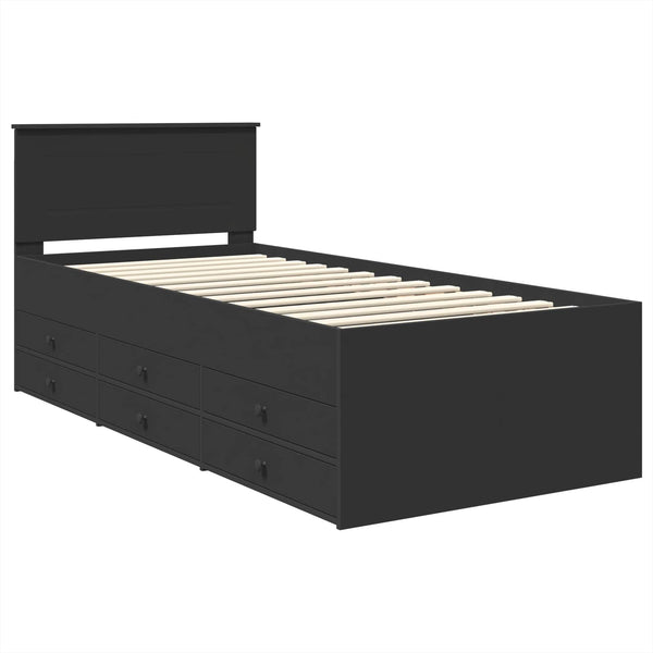 vidaXL Day Bed with Drawers Black 100 x 200 cm Engineered Wood