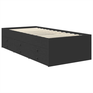 vidaXL Day Bed with Drawers Black 100 x 200 cm Engineered Wood