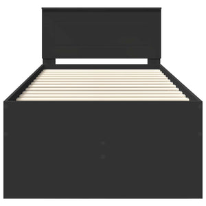 vidaXL Day Bed with Drawers Black 100 x 200 cm Engineered Wood
