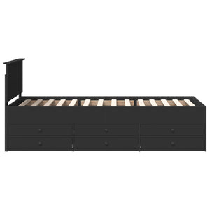 vidaXL Day Bed with Drawers Black 100 x 200 cm Engineered Wood