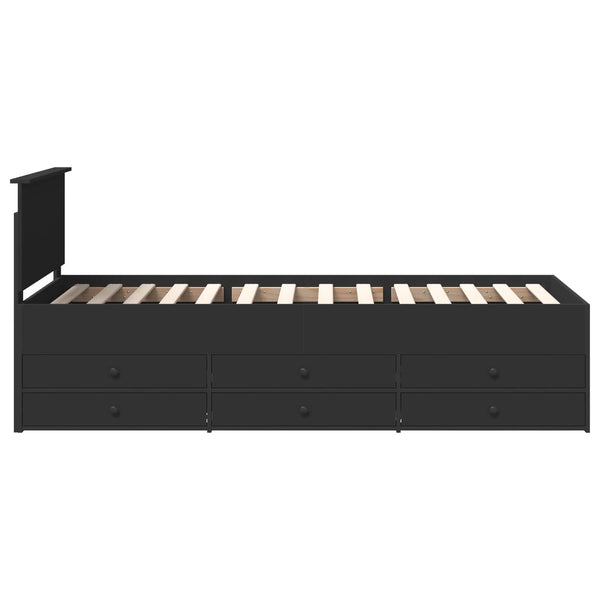 vidaXL Day Bed with Drawers Black 100 x 200 cm Engineered Wood