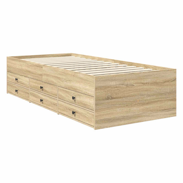 vidaXL Day Bed Sonoma Oak and Black 100 x 200 cm Engineered Wood
