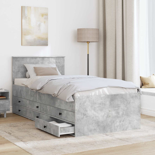 vidaXL Day Bed Concrete Grey and Black 100 x 200 cm Engineered Wood