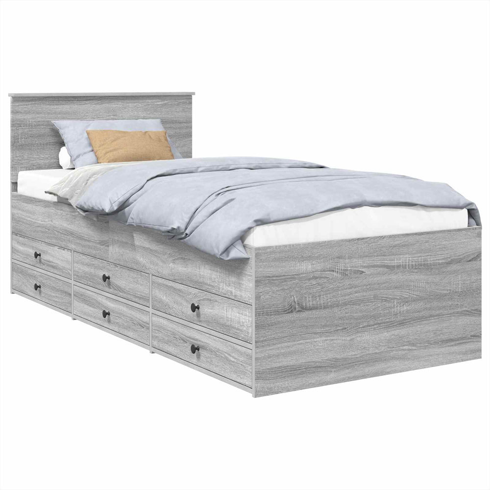 vidaXL Day Bed Gray Sonoma and Black 100 x 200 cm Engineered Wood