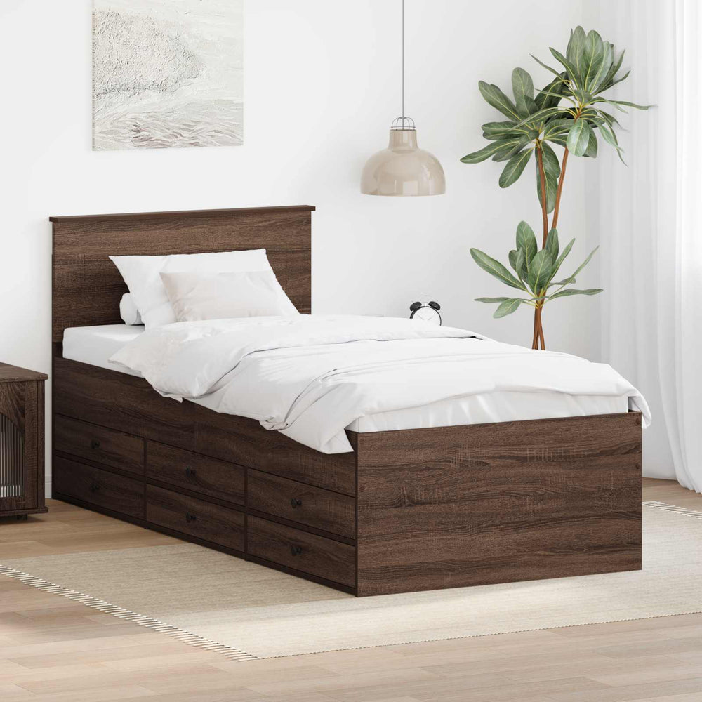 vidaXL Day Bed Brown Oak and Black 100 x 200 cm Engineered Wood