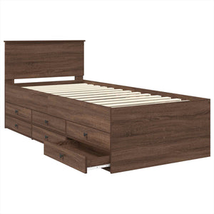 vidaXL Day Bed Brown Oak and Black 100 x 200 cm Engineered Wood