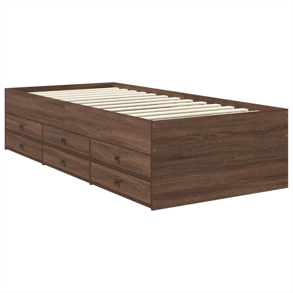 vidaXL Day Bed Brown Oak and Black 100 x 200 cm Engineered Wood