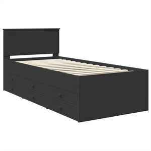 vidaXL Day Bed with Drawers Black 90 x 190 cm Engineered Wood