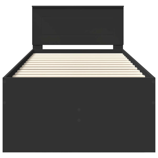 vidaXL Day Bed with Drawers Black 90 x 190 cm Engineered Wood