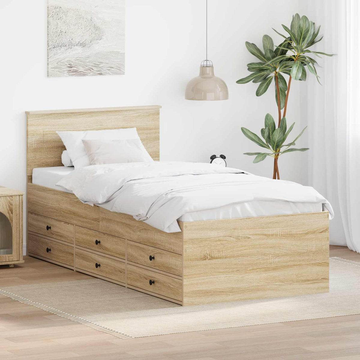 vidaXL Daybed Sonoma Oak and Black 90 x 190 cm Engineered Wood