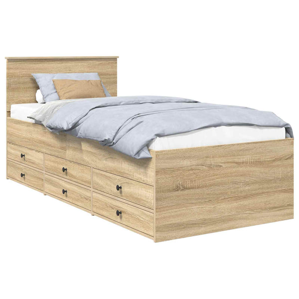 vidaXL Daybed Sonoma Oak and Black 90 x 190 cm Engineered Wood