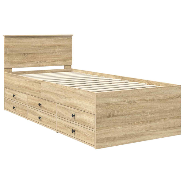 vidaXL Daybed Sonoma Oak and Black 90 x 190 cm Engineered Wood