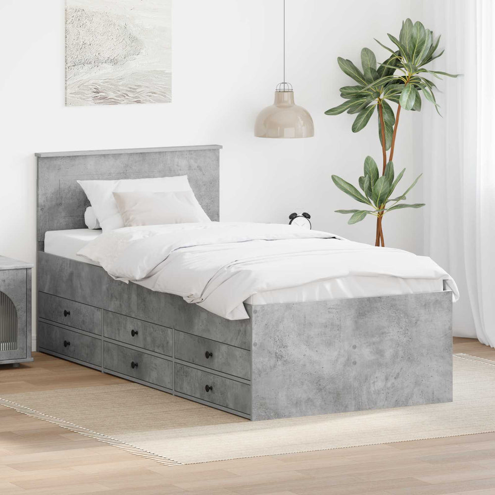 vidaXL Day Bed Concrete Grey and Black 90 x 190 cm Engineered Wood