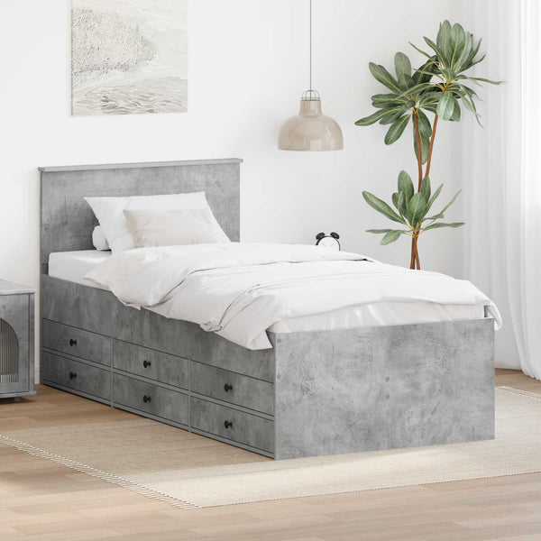 vidaXL Day Bed Concrete Grey and Black 90 x 190 cm Engineered Wood