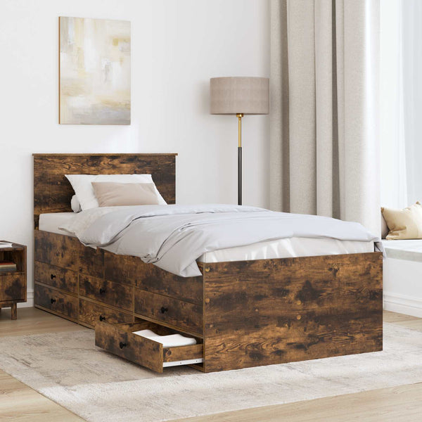 vidaXL Day Bed Smoked Oak and Black 90 x 190 cm
