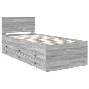 vidaXL Day Bed Grey Sonoma and Black 90 x 190 cm Engineered Wood