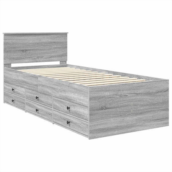 vidaXL Day Bed Grey Sonoma and Black 90 x 190 cm Engineered Wood