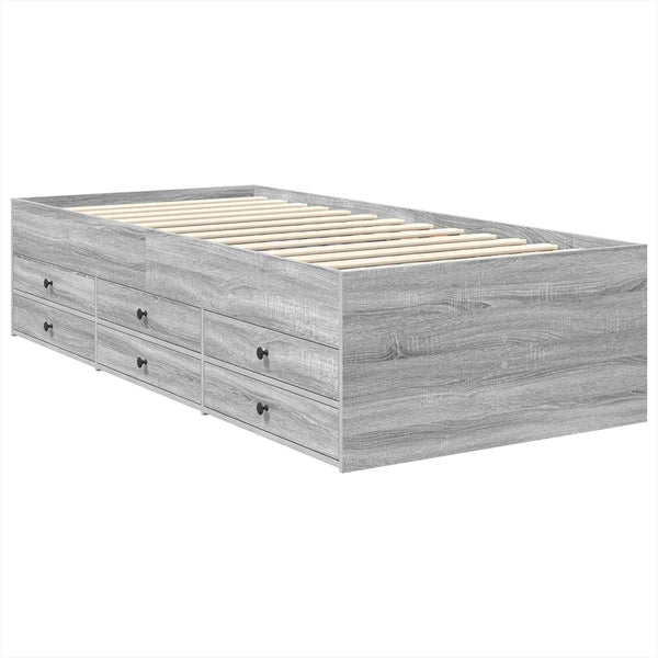 vidaXL Day Bed Grey Sonoma and Black 90 x 190 cm Engineered Wood