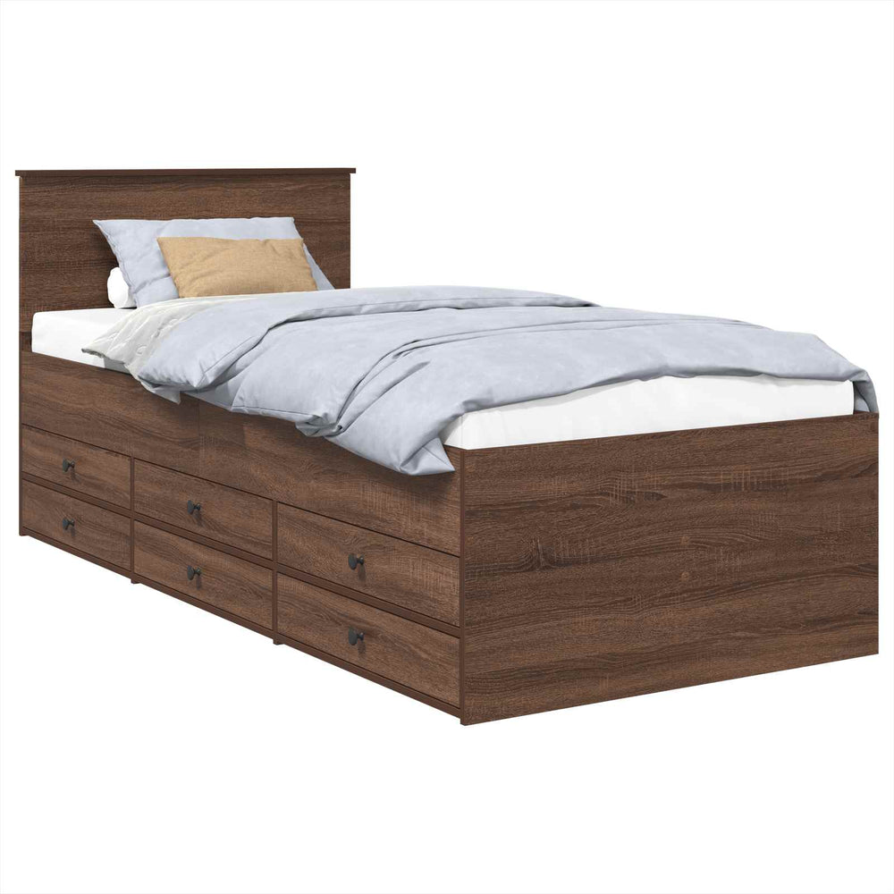 vidaXL Day Bed Brown Oak and Black 90 x 190 cm Engineered Wood