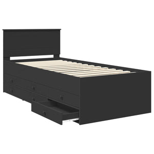 vidaXL Day Bed with Drawers Black 90 x 200 cm Engineered Wood