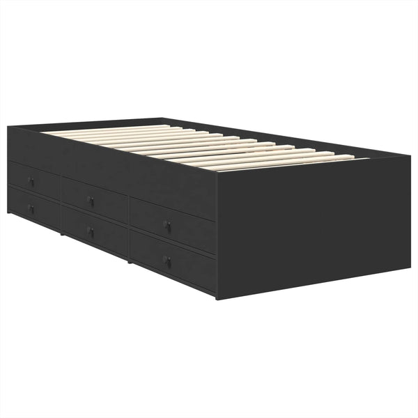 vidaXL Day Bed with Drawers Black 90 x 200 cm Engineered Wood