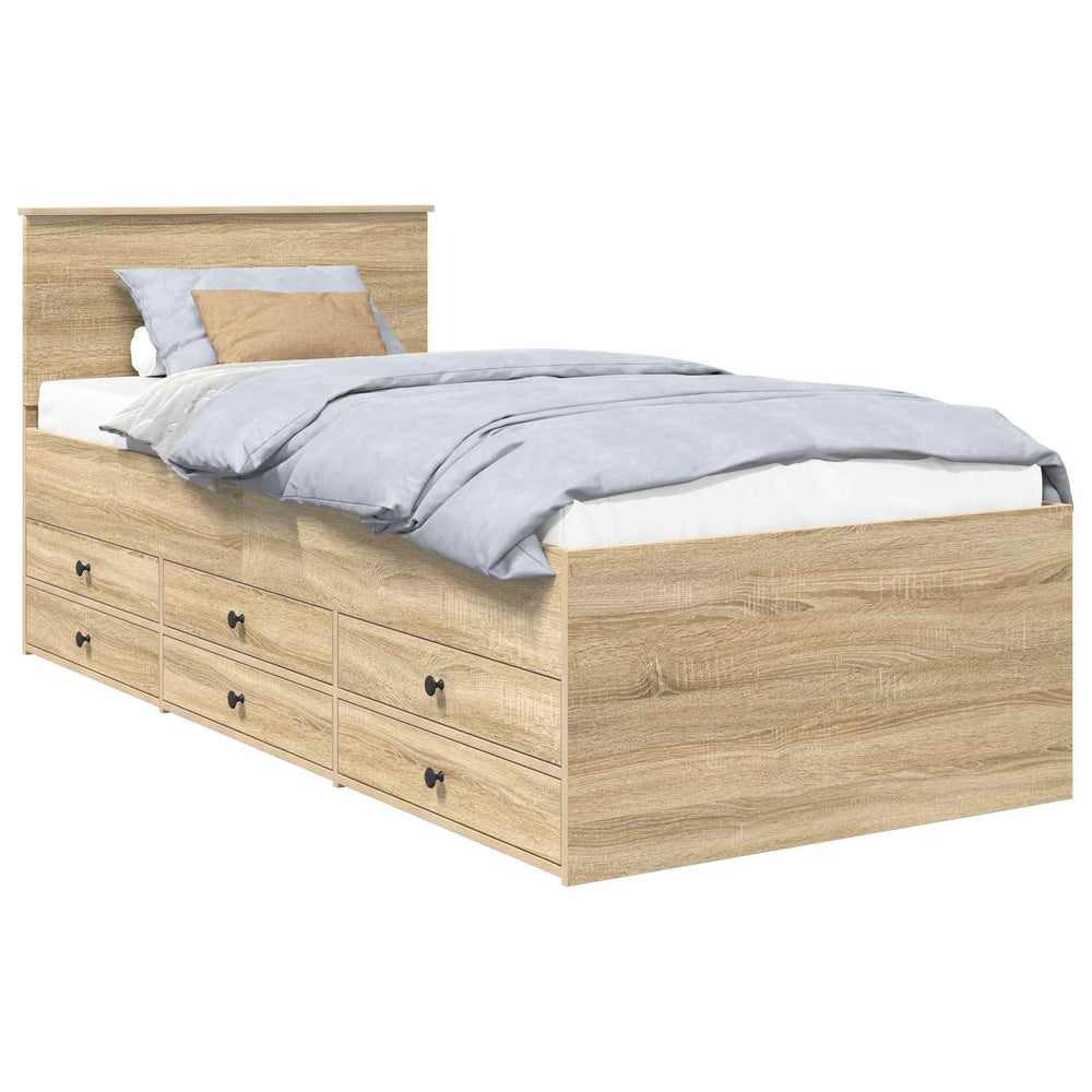 vidaXL Day Bed Sonoma Oak and Black 90 x 200 cm Engineered Wood