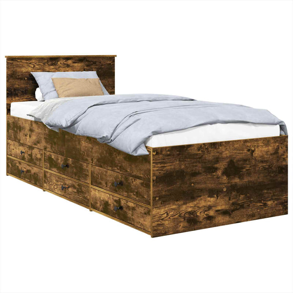 vidaXL Day Bed Smoked Oak and Black 90 x 200 cm