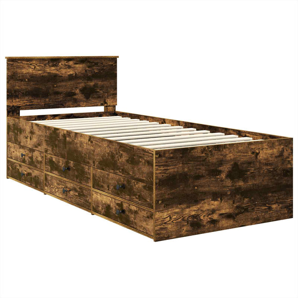 vidaXL Day Bed Smoked Oak and Black 90 x 200 cm