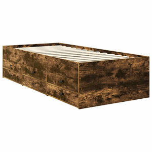 vidaXL Day Bed Smoked Oak and Black 90 x 200 cm