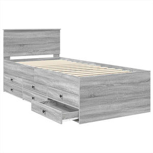vidaXL Day Bed Grey Sonoma and Black 90 x 200 cm Engineered Wood