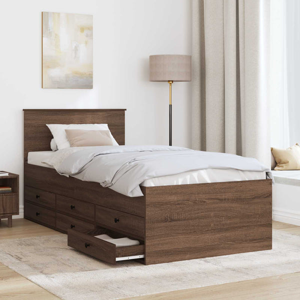 vidaXL Day Bed Brown Oak and Black 90 x 200 cm Engineered Wood