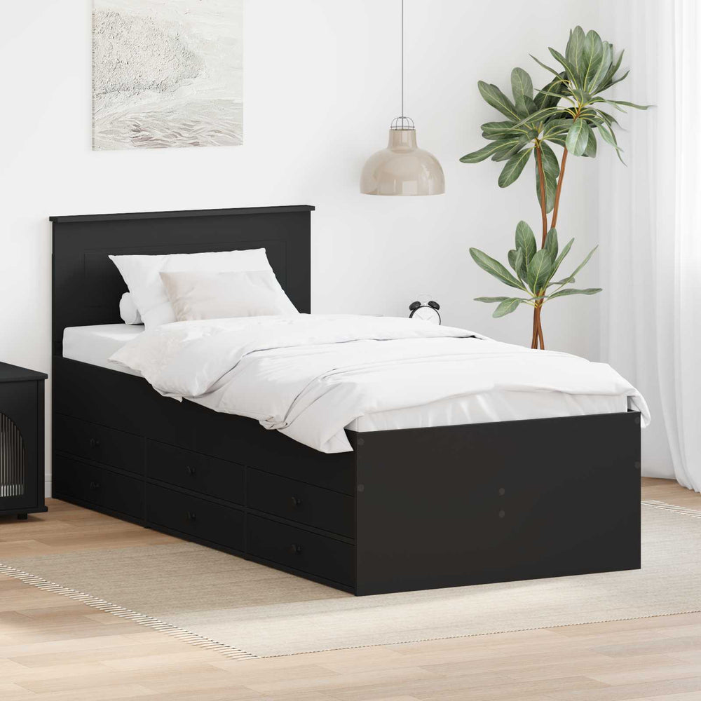 vidaXL Day Bed with Drawers Black 75 x 190 cm Engineered Wood